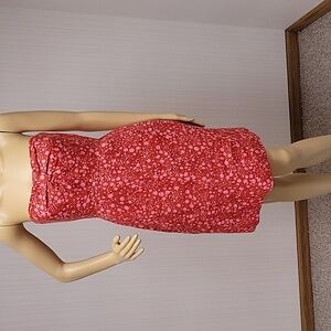 J. Crew Strapless Red and Pink Dress